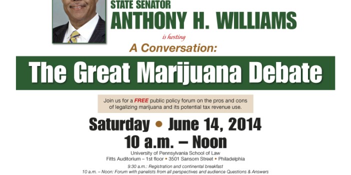 PhillyNORML Taking Part in Marijuana Legalization Forum Hosted by Sen. Tony Williams