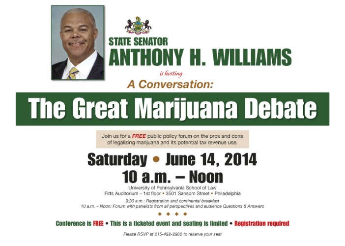 PhillyNORML Taking Part in Marijuana Legalization Forum Hosted by Sen. Tony Williams